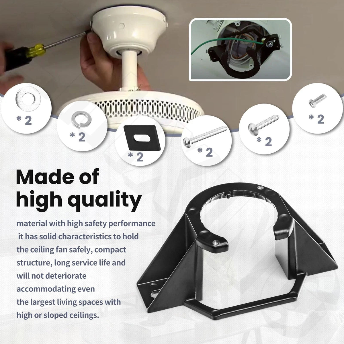 Ceiling Fan Mounting Bracket Kits Components for DF, Black