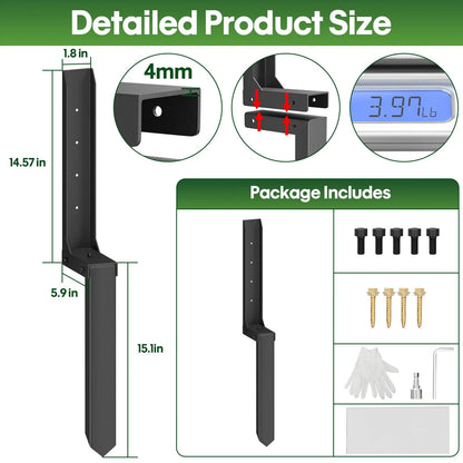 Fence Post Repair Kit 1 Pack, 8mm Double-Layer 29.67"H x 1.8"W, black