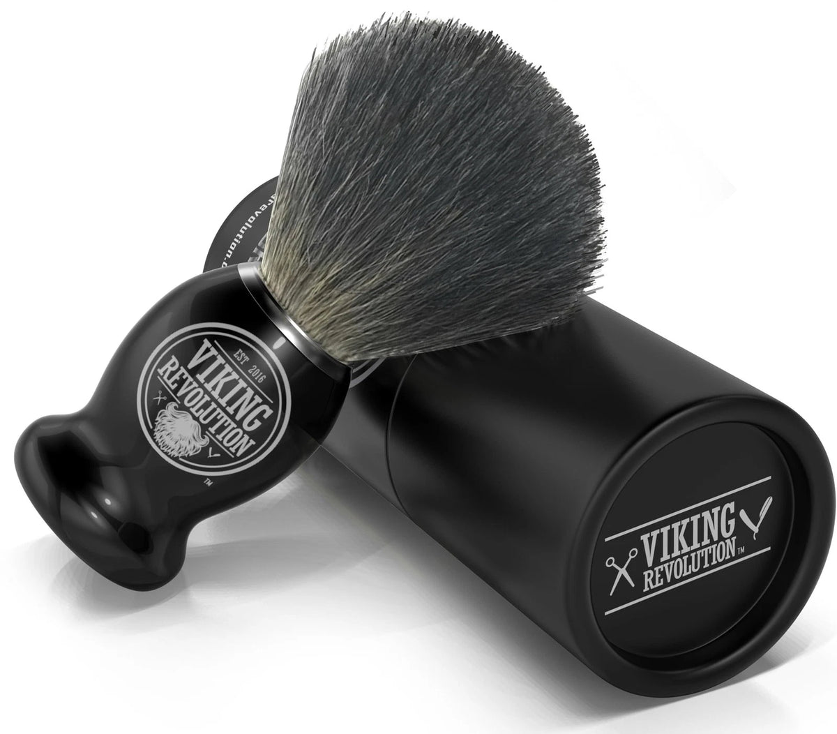 Viking Revolution Badger Hair Shaving Brush- Shave 1 Count (Pack of 1), Black