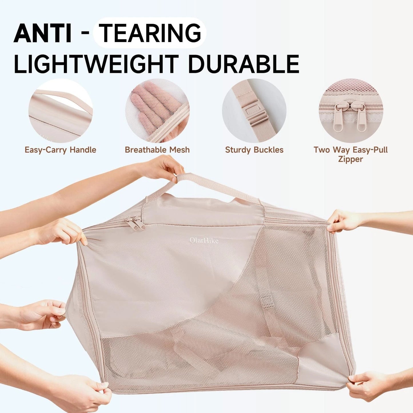 11 Set Packing Cubes for Travel, Gifts 11 (For Checked/Large), 01 Beige