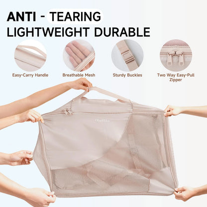 11 Set Packing Cubes for Travel, Gifts 11 (For Checked/Large), 01 Beige