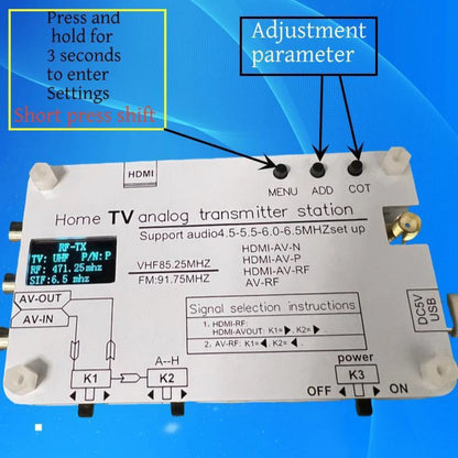 DC 5V Analog TV Signal Transmitter Home Analog TV Transmitter OLED Display