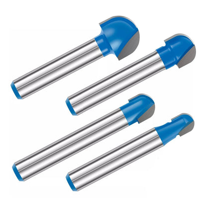 4PCS 1/4 Inch Shank Carbide Round Nose Core Router Bit Set Woodworking Tool