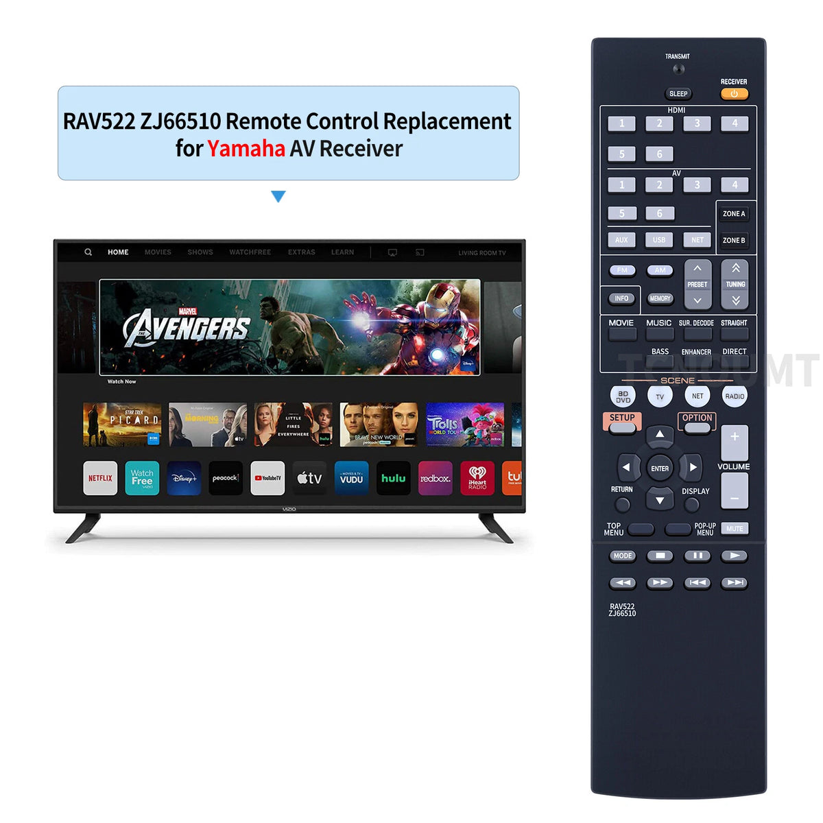 RAV522 ZJ66510 Remote Control For Yamaha AV Receiver RX-V477 RX-V577 RX-V477