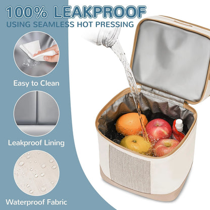 Mancro Breastmilk Cooler Bag with Ice Pack, Double Layer Medium, Beige