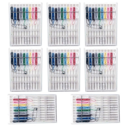 Luckkyme 8 Boxes 80 Pieces Assorted Colors Pre-Threaded Needle Kit Travel...