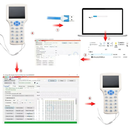 1Pc Handheld RFID/NFC Smart Card Reader Elevator Writer Copier IC ID Sensor