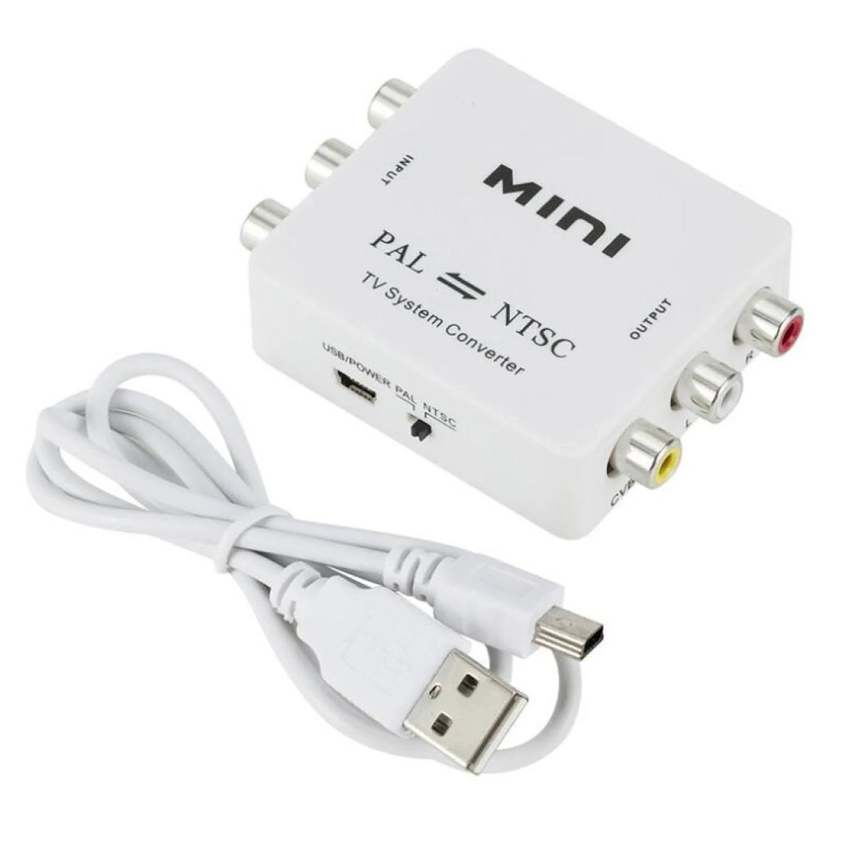 Dual-Way 3 RCA TV System Converter Format Video USB Powered PAL NTSC Converter L