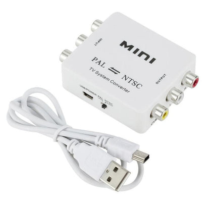 Dual-Way 3 RCA TV System Converter Format Video USB Powered PAL NTSC Converter L