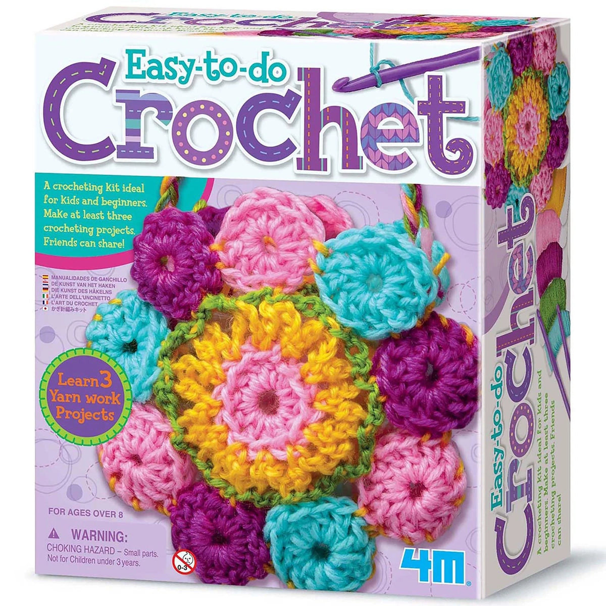 4M Easy-to-Do Crochet Kit - DIY Knitting Set for Beginners & Kids Multicolor