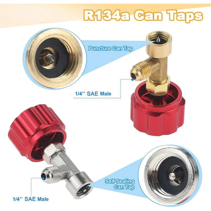 R134A Can Tap Valve Self-Sealing & Puncture Style With Adapter A/C Accessories