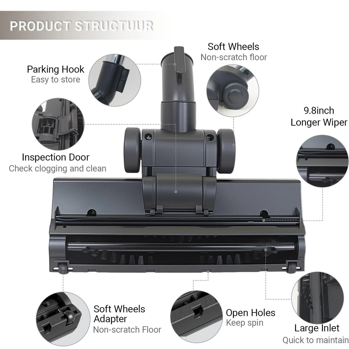 EZ SPARES Brush Head Replacement for Universal Vacuum,Turbo Floor Black