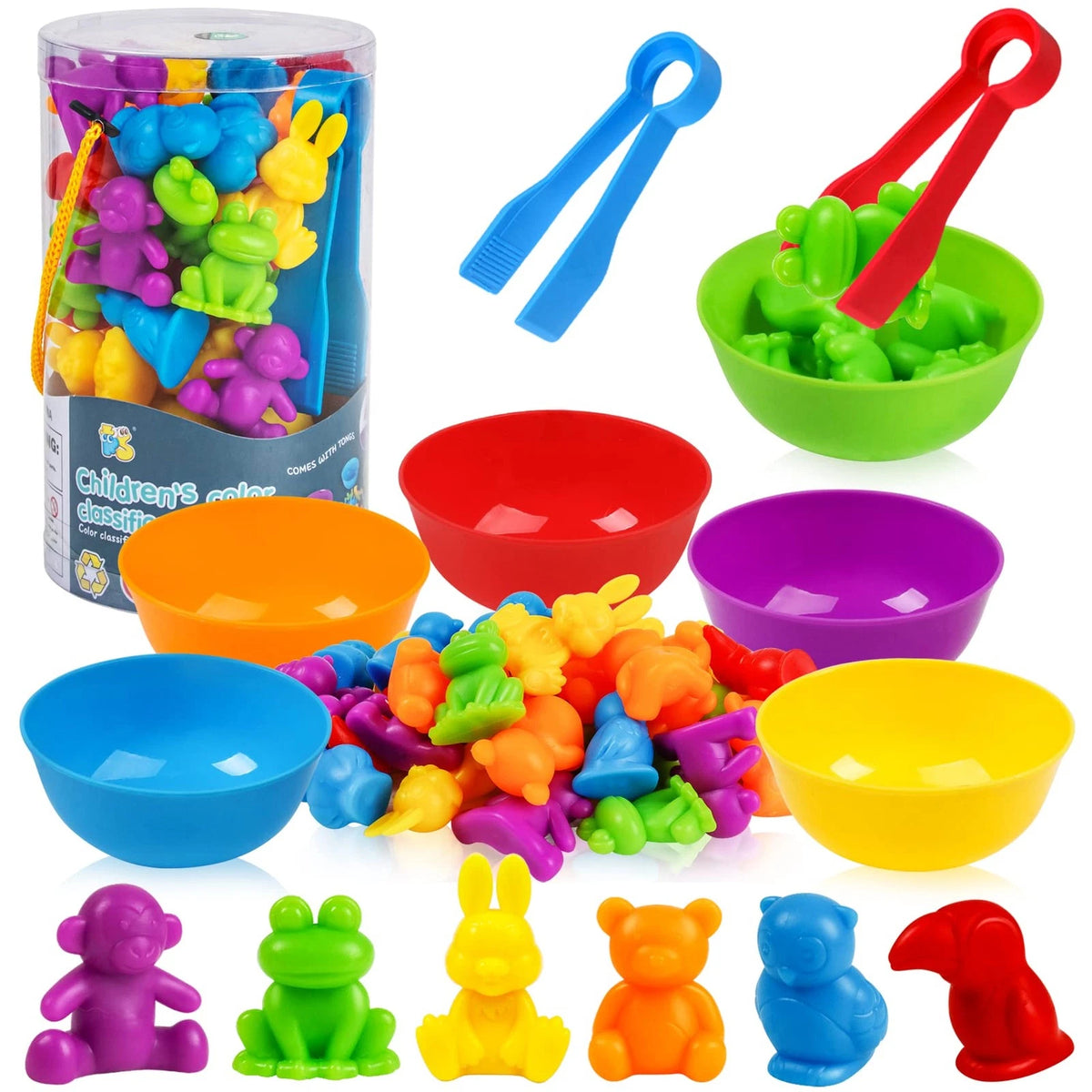 TSYAN Counting Animals Matching Games Sensory Toys with Medium, Multicolor