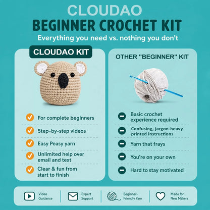 CLOUDAO Crochet Kit for Beginners, Amigurumi Starter Koala