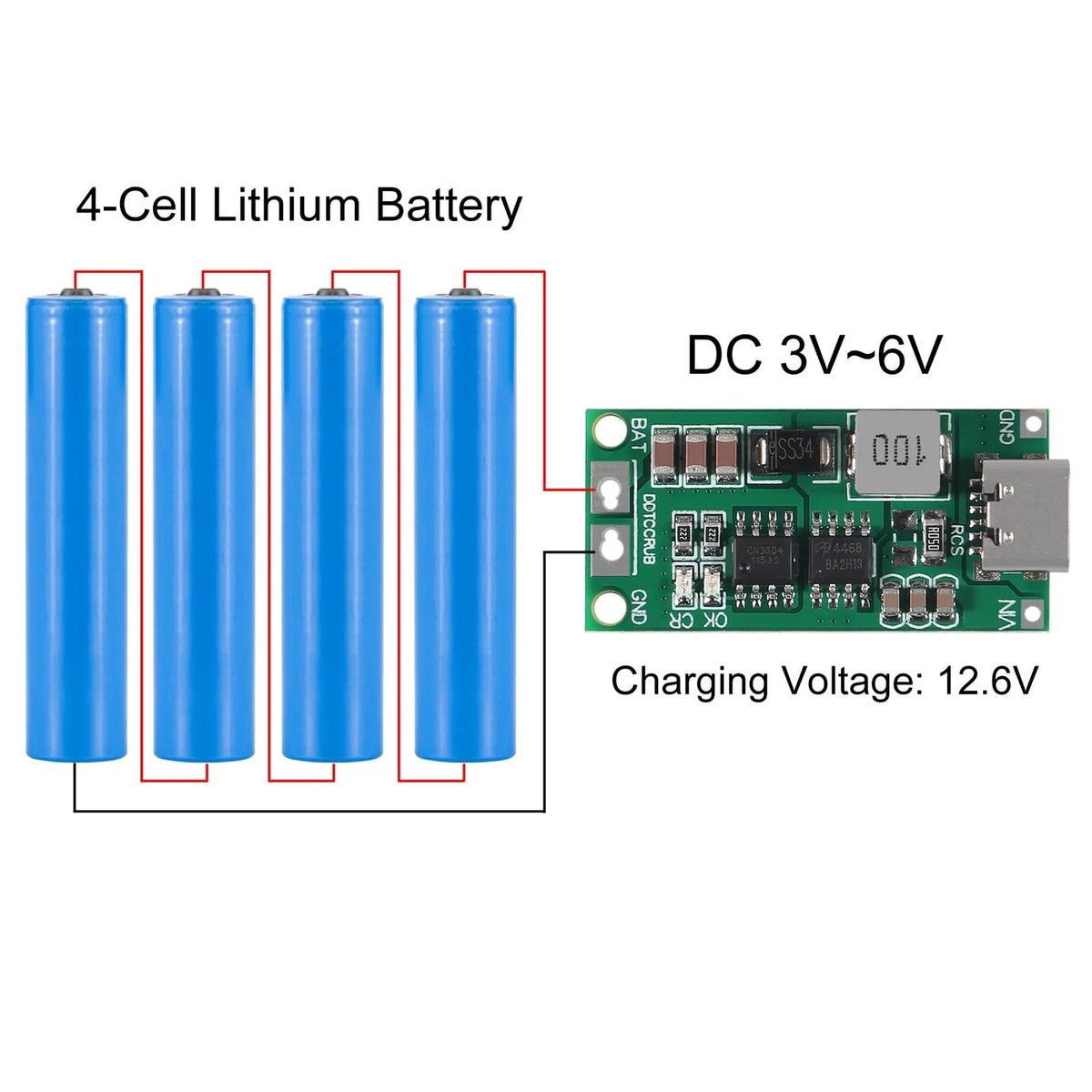 ATNSINC 2PCS Multi-Cell 2S 3S 4S Type-C USB Boost Converter to 8.4V 2A