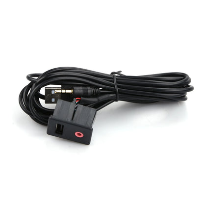 3.5mm Car Boat Audio USB AUX Adapter Dash Flush Mount Panel With 1.5M Cable E