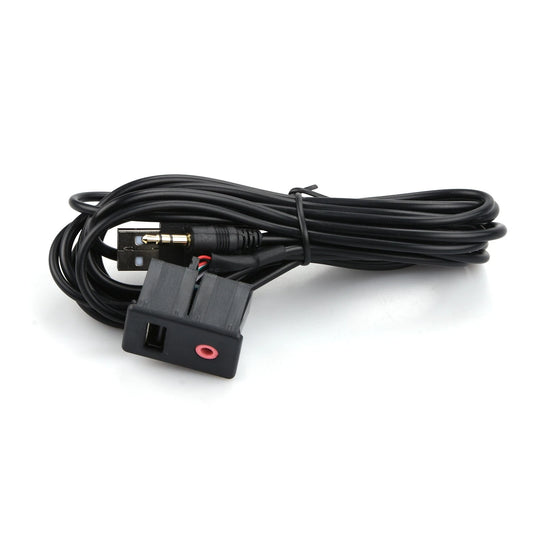3.5mm Car Boat Audio USB AUX Adapter Dash Flush Mount Panel With 1.5M Cable E