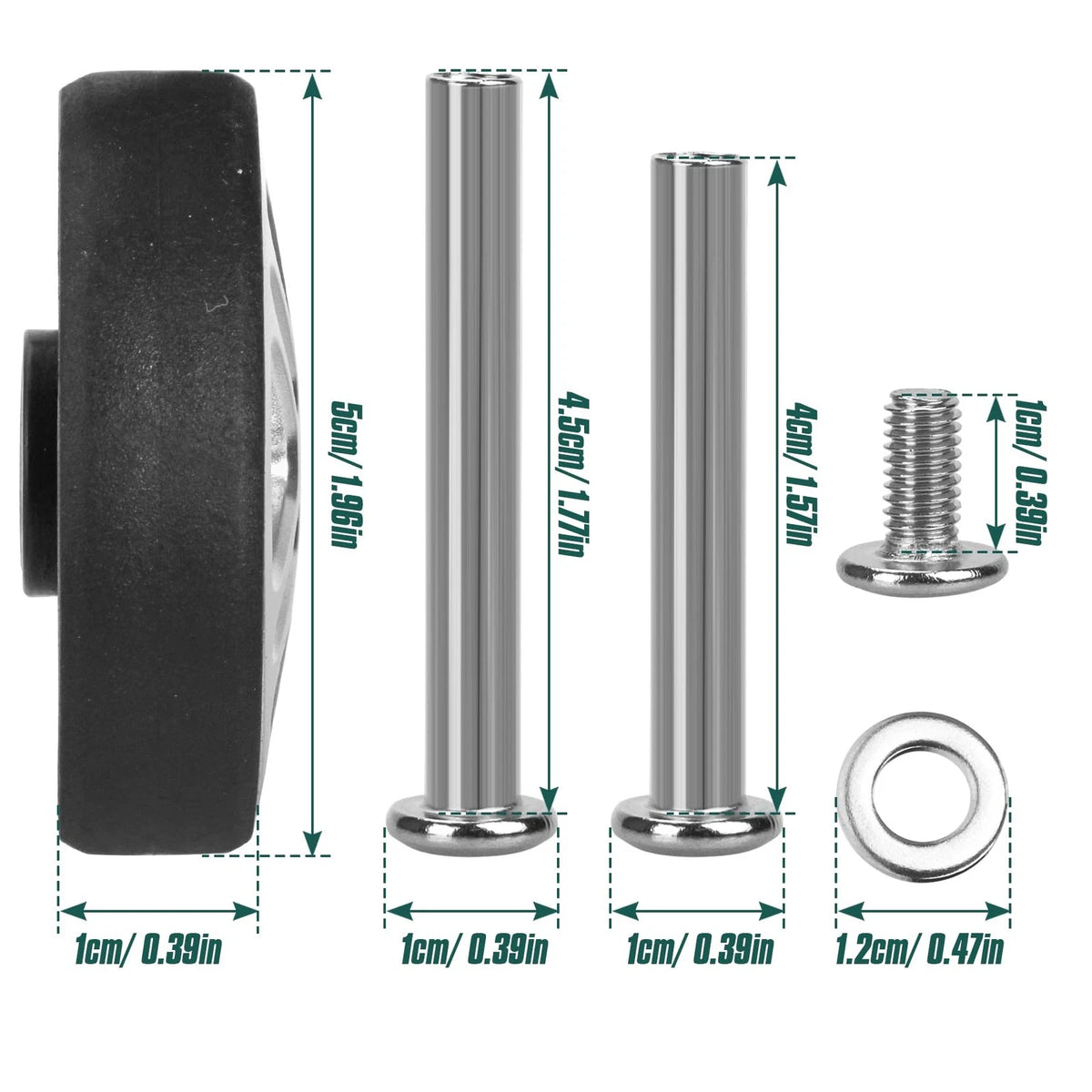 Zoofen 8 Pcs Luggage Replacement Wheels 50 x 12mm 50 x 12mm, Silver-Z12