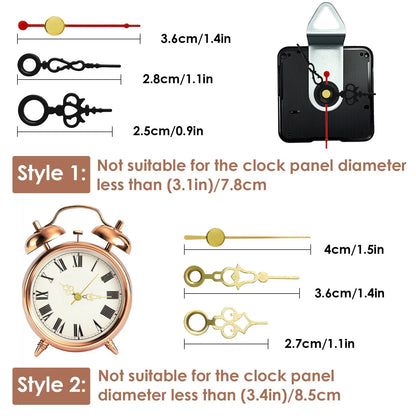 3PCS Clock Mechanism Replacement Kit with 8 Pairs + 8 Pairs, Black