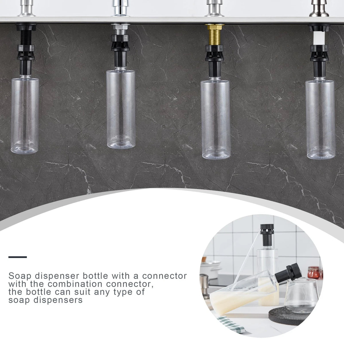 Updated Soap Dispenser Bottle for Kitchen Sink Replacement Transparent