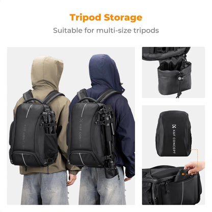 K&F CONCEPT Camera Backpack,25L Large Capacity Bag 25L, 02-all-black