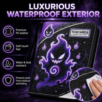 HBK 400 Pockets TCG Card Binder, PU Leather Holder 400 Pockets, GHOST