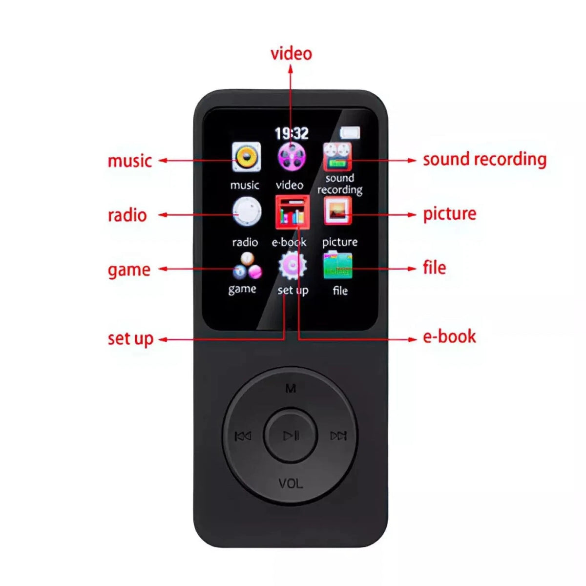 High Quality MP3 Player BT 5.0 HiFi Lossless Sound Remote HD Voice Recorder