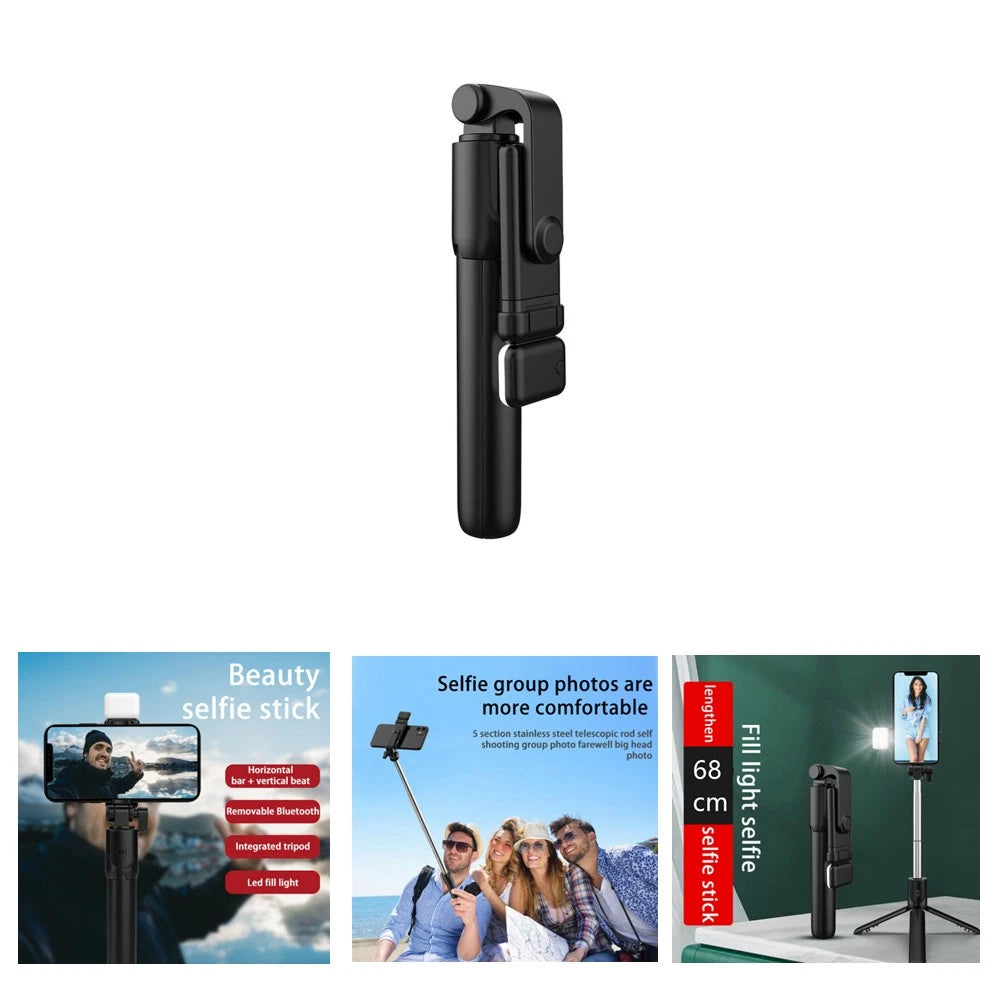 Smartphone Selfie Stick Wireless Bluetooth Rotating 360° Remote LED Highlight