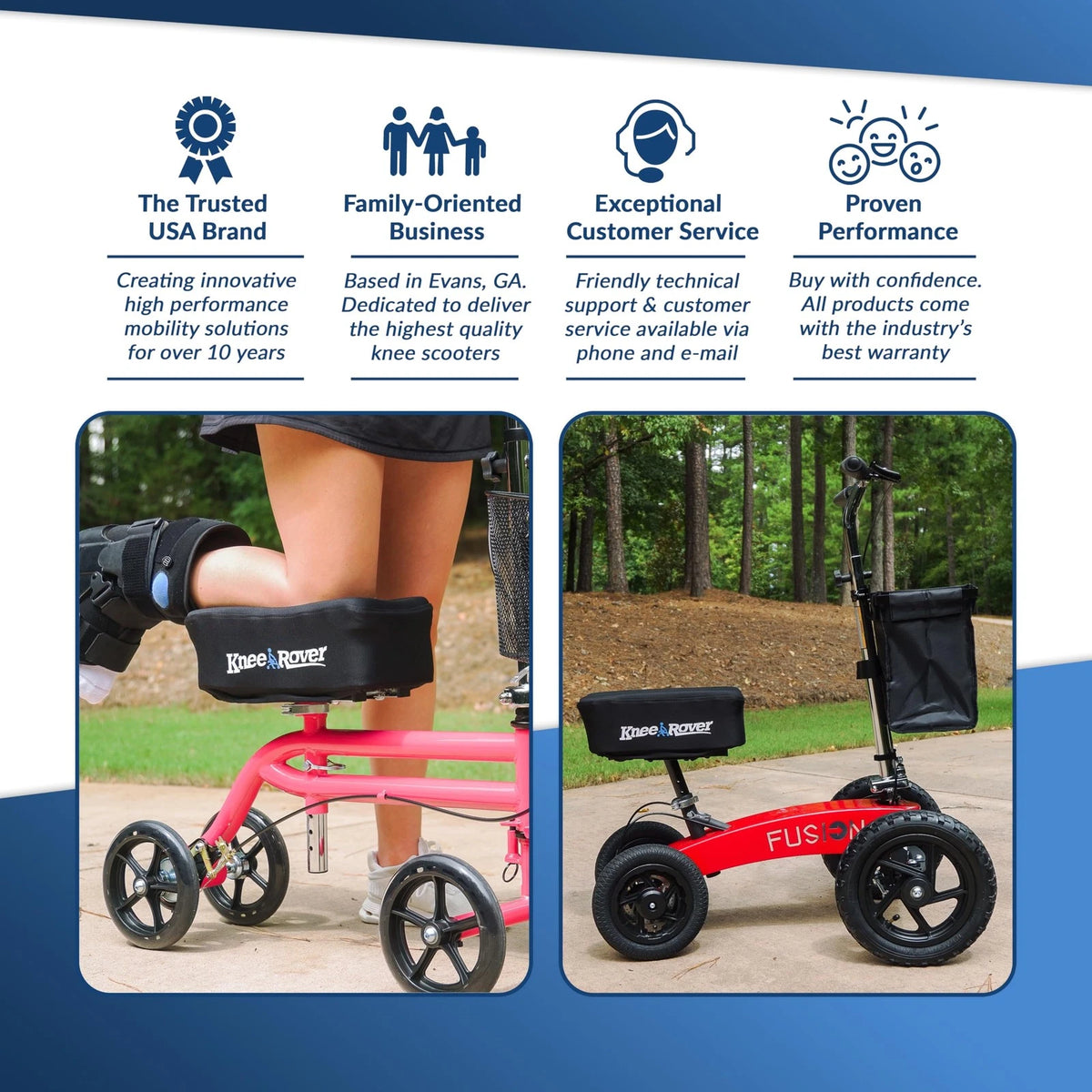 KneeRover Memory Pad Knee Scooter Cover Cushion - 13” x 7” x 4”, Black