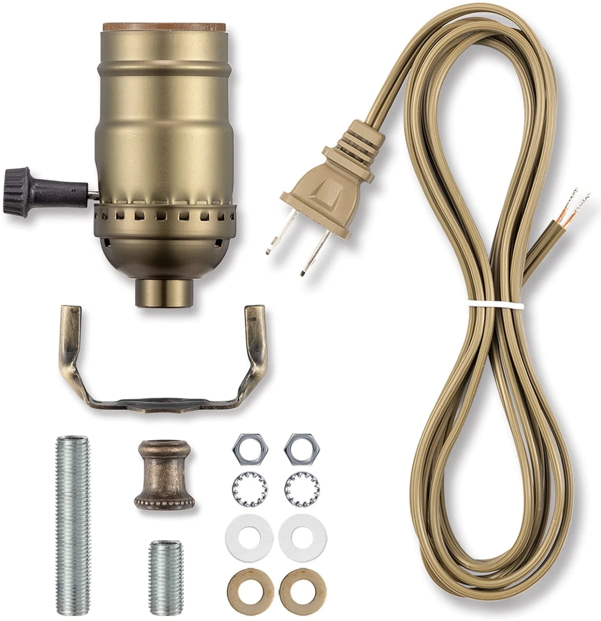 Lamp Making Kit, Parts for Repair 12 Feet Cord, Antique Brass