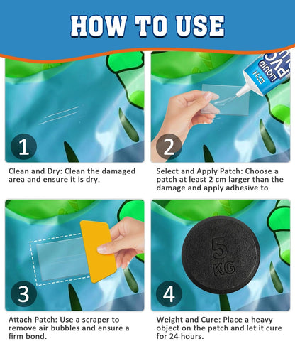 EPN Air Mattress Patch Kit, Waterproof Vinyl Pool Liner Repair Kit for Clear