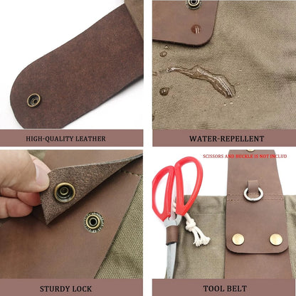 Foraging Pouch Leather Canvas Collapsible Bag Water Resistant 8.66", Green