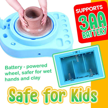 Insnug Mini Kids Pottery Wheel: Complete Painting Kit for Small, Blue