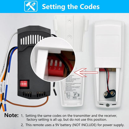 Universal Ceiling Fan Remote Control Kit with Up Down Light Controls White