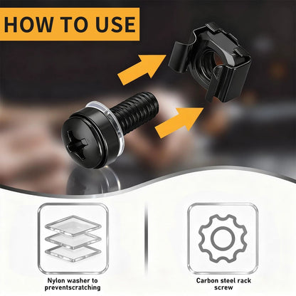 110 Pcs/55 Set Rack Mount Screws and Cage Nuts for M6x20MM, black