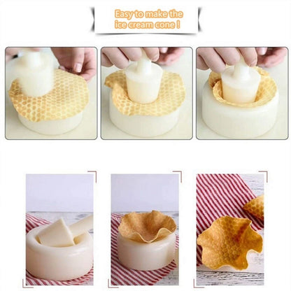 Crispy Waffle Cone Mold Kit Plastic Cream Horn Roller Egg White