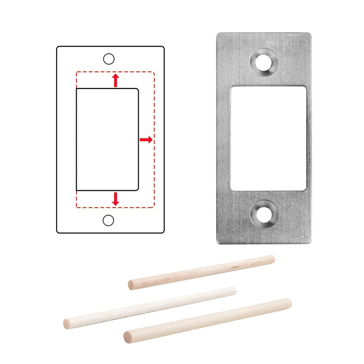 MOSECYOU Deadbolt Restorer Strike Plate, Small: 2-1/4" x 1" (1 Pack), Silver