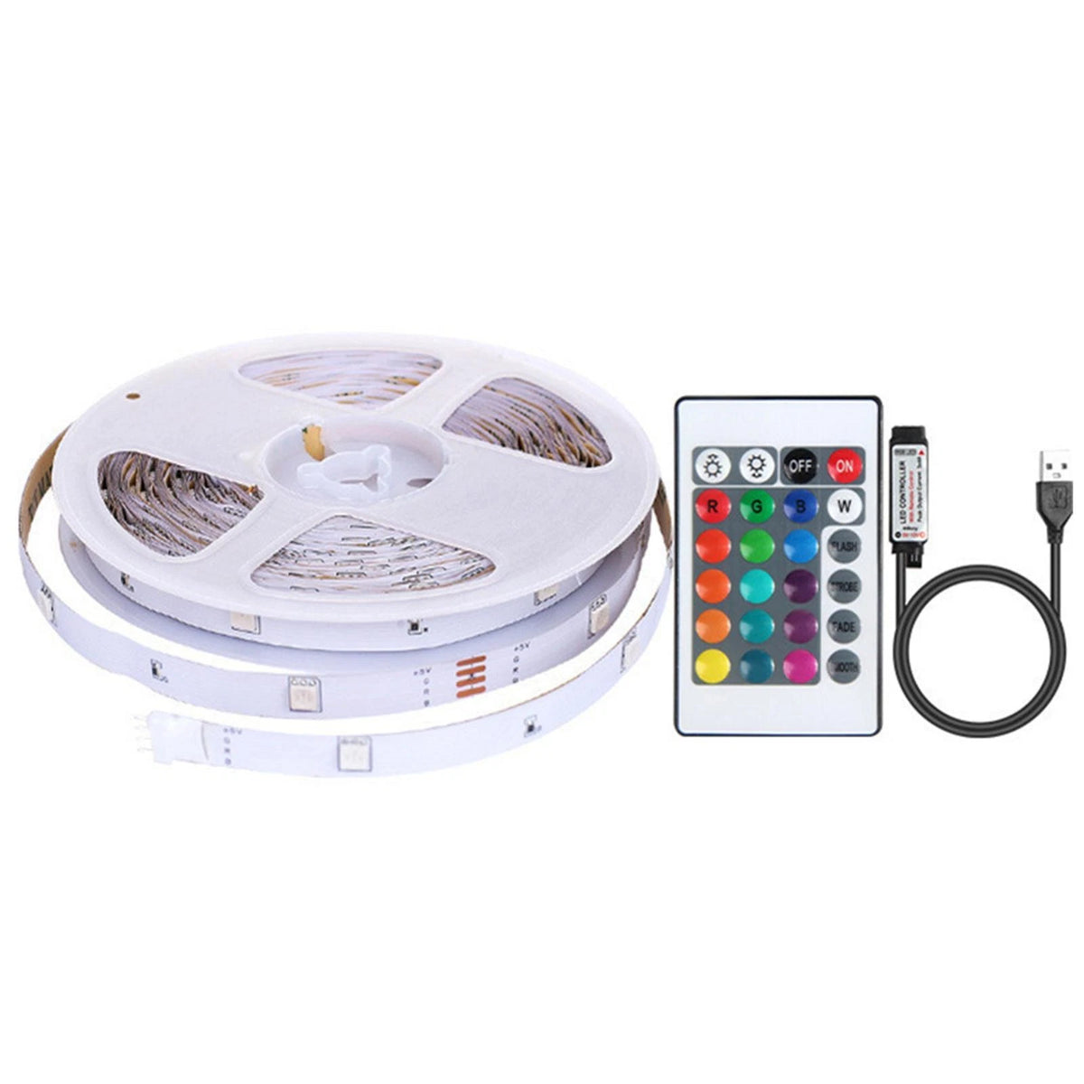 5M 16ft LED Strip Lights RGB 5050 Colour Changing Tape TV Cabinet Kitchen