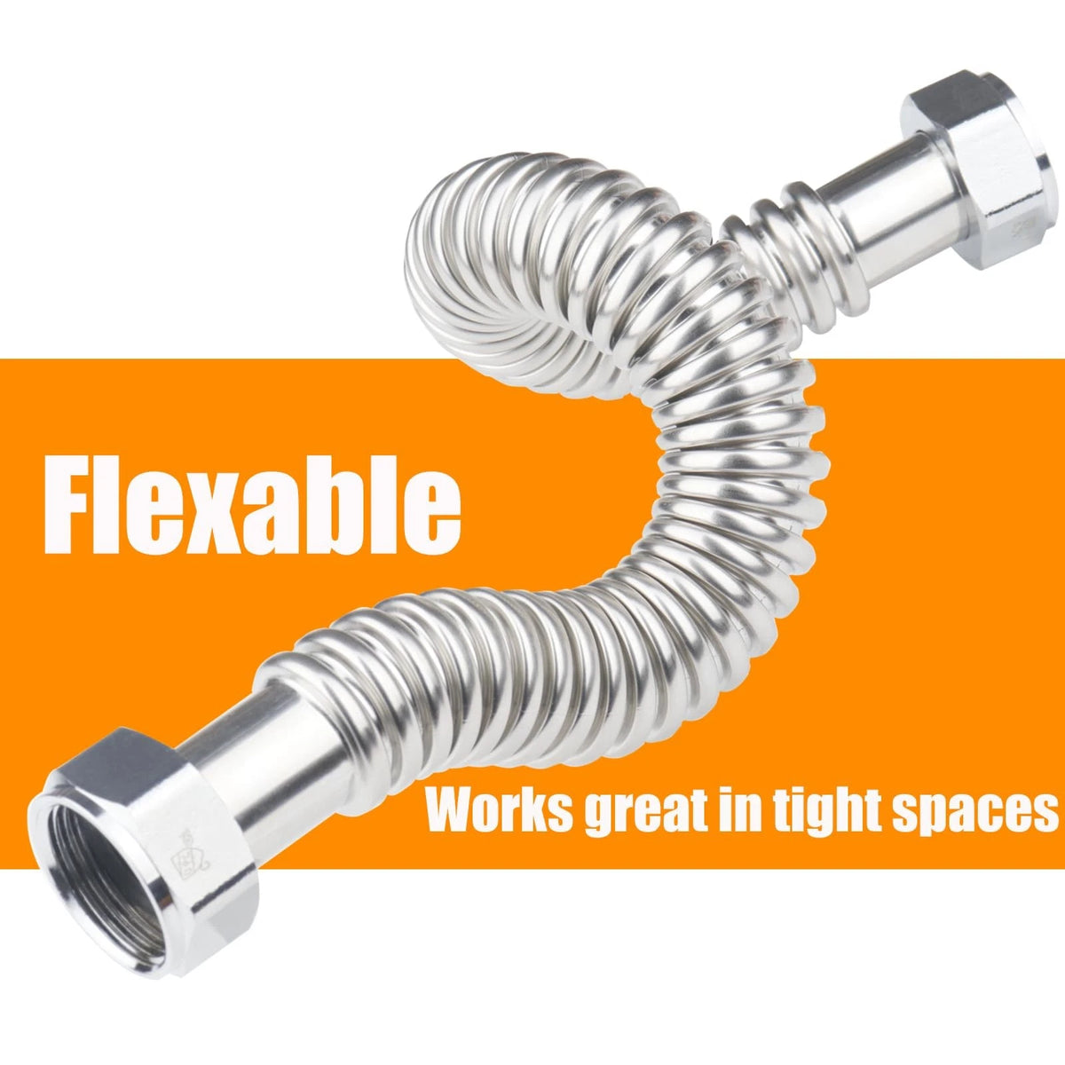 WHK 24-Inch Water Heater 1" FIP Flexible Hose 24 Inch, Stainless Steel