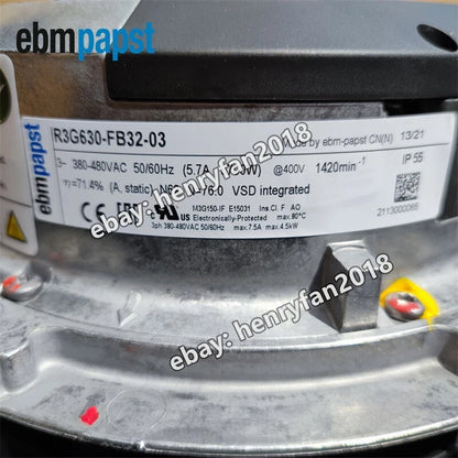 Ebmpapst R3G630-FB32-03 Centrifugal Fan AC 380~480V IP55 5.7A 3700W EC AHU Fan