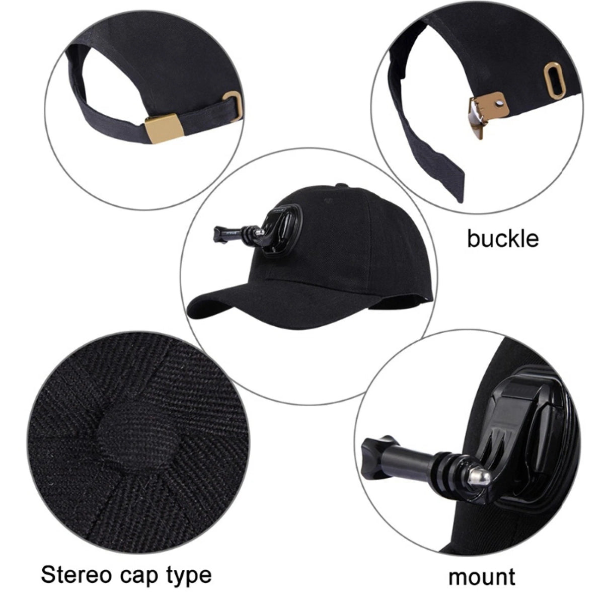 Cotton Baseball Hat With Stand Holder Screw Mount For Gopro 8 7 6 5 4 3 DJI Osmo