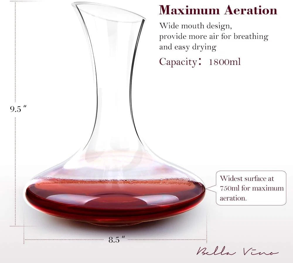 Large Elegant Red Wine Decanter Aerator Pourer -  Hand Blown bv2