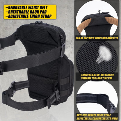Tactical Drop Leg Bag Utility Pouch Molle Pack for Outdoor Motorcycle Black