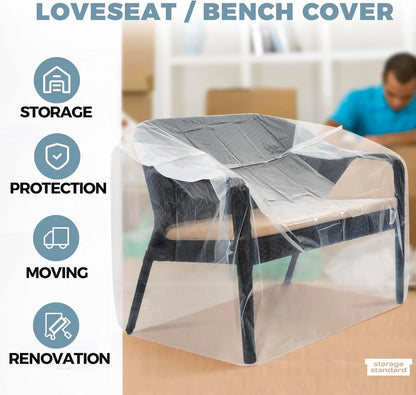 2-Pack Patio Loveseat Bench Cover - Reusable & Heavy-Duty Clear Plastic...