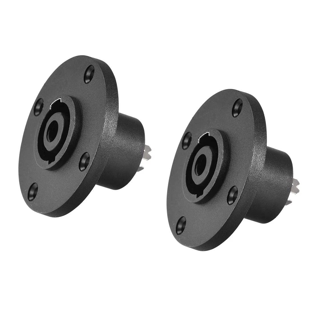 uxcell 4-Pin Speakons Panel Mount Connector,Audio Round Female,2pcs, Black