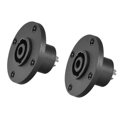 uxcell 4-Pin Speakons Panel Mount Connector,Audio Round Female,2pcs, Black