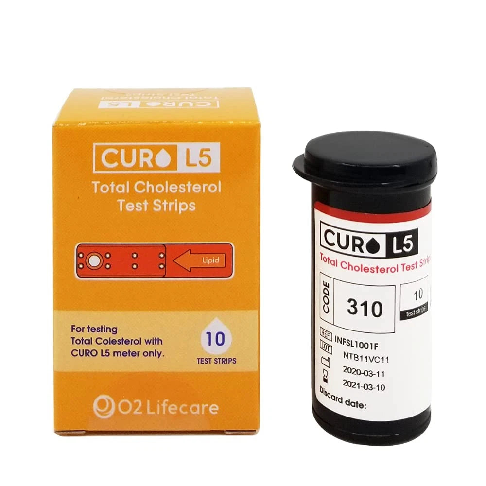 CURO L5 Blood Cholesterol Test Strips Includes Total Strips...