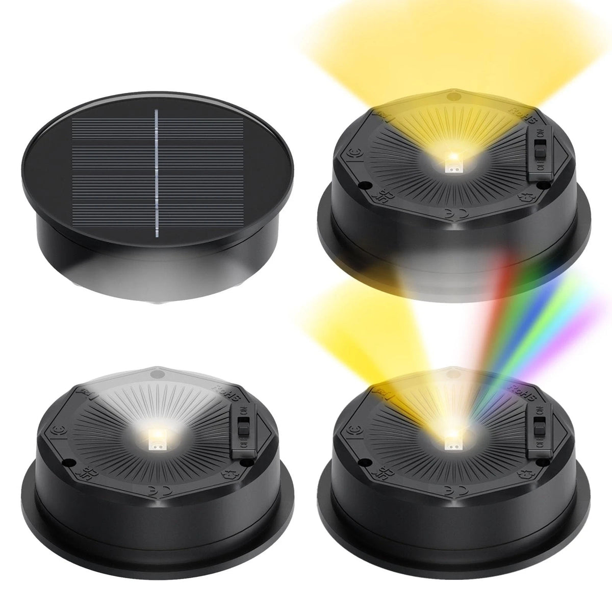 lnsyhouse Solar Light Replacement Top, 3 Mode & 8 Colors Changing Black