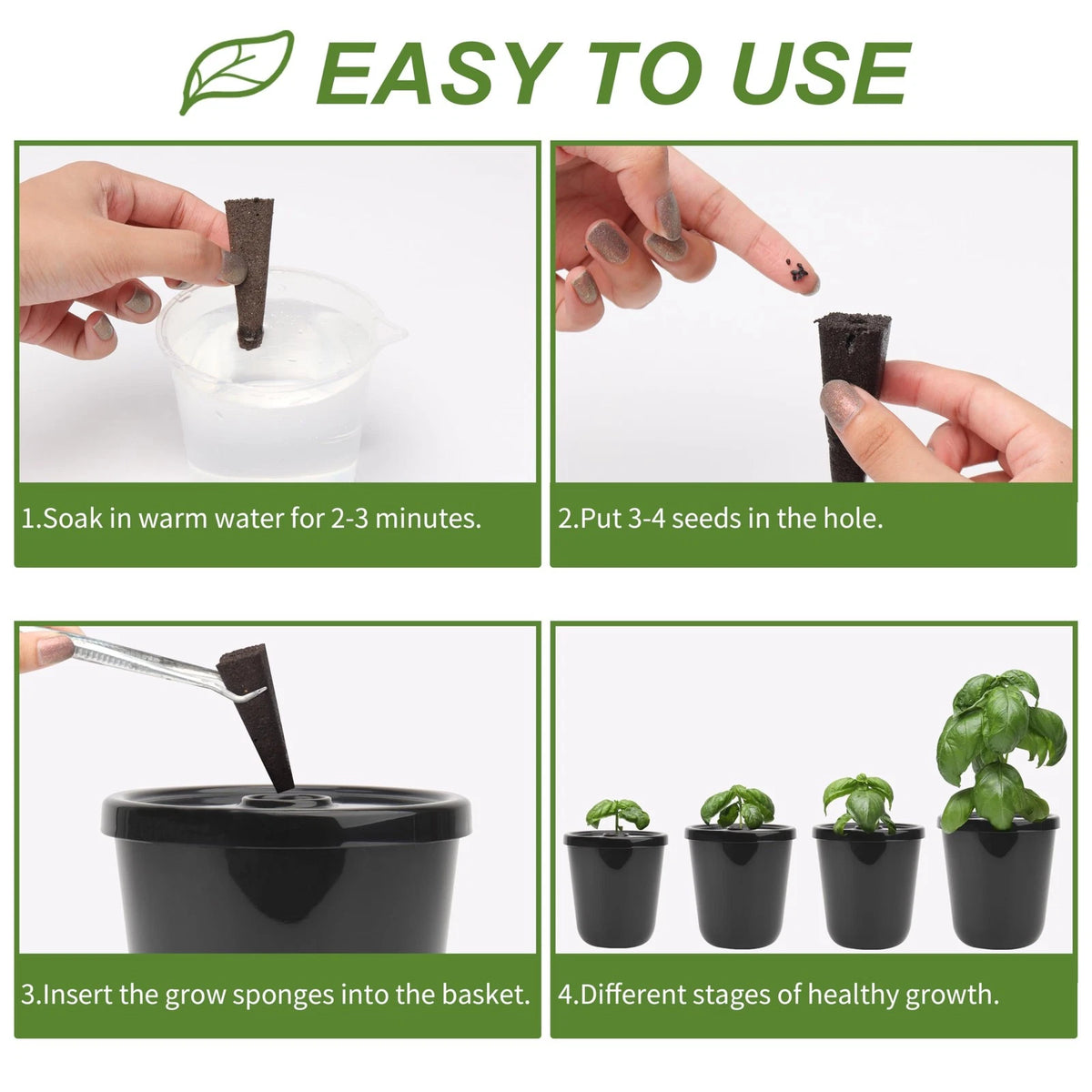 Kratky Method Hydroponic Planter Kit, 8 Plus 24 Black