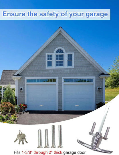 Garage Door Lock T-Handle Locks Latch Replacement Parts with 4 Keys, Nickle